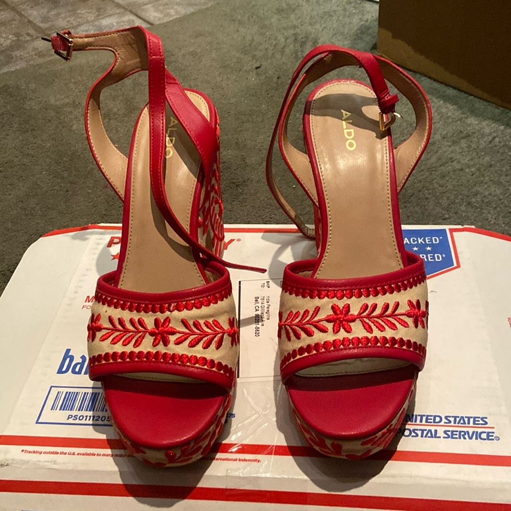 Aldo embroidered heels
